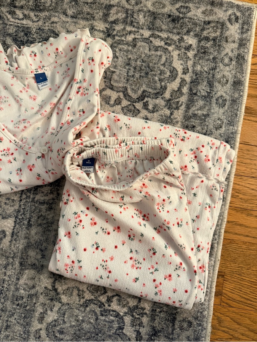 Old Navy Cream Pajama Set with Floral Print
